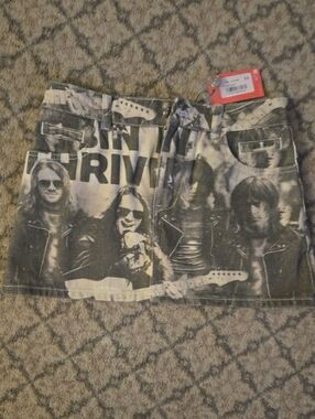 Edikted Black and White Graphic Band Print Mini Skirt-brand new with tag!